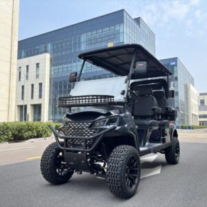 GO UP 4 Seater Electric Golf Cart with Front Storage Basket, Street Legal 4 Passenger Utility Cart with Roof & Windshield | Large Capacity Rear Storage Box