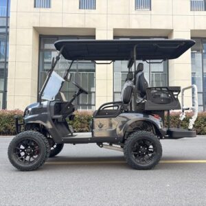 GO UP Four Electric Golf carts, Equipped with high-Performance Motors, Feature Acrylic Front windshields.